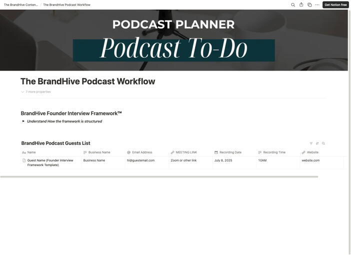 BrandHive Podcast Blueprint Planner